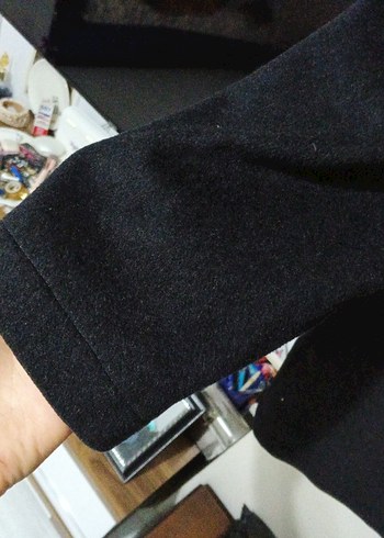 Düğmeli Siyah Erkek kaşe kaban - Görsel 3