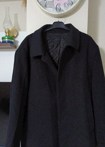 Düğmeli Siyah Erkek kaşe kaban - Görsel 2