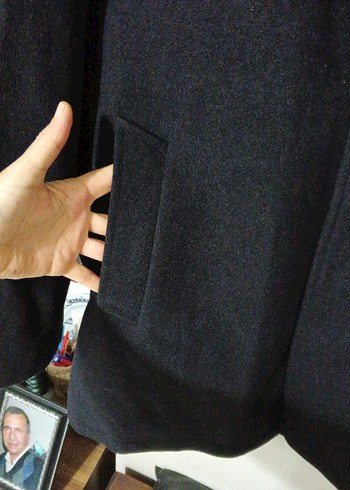 Düğmeli Siyah Erkek kaşe kaban - Görsel 4