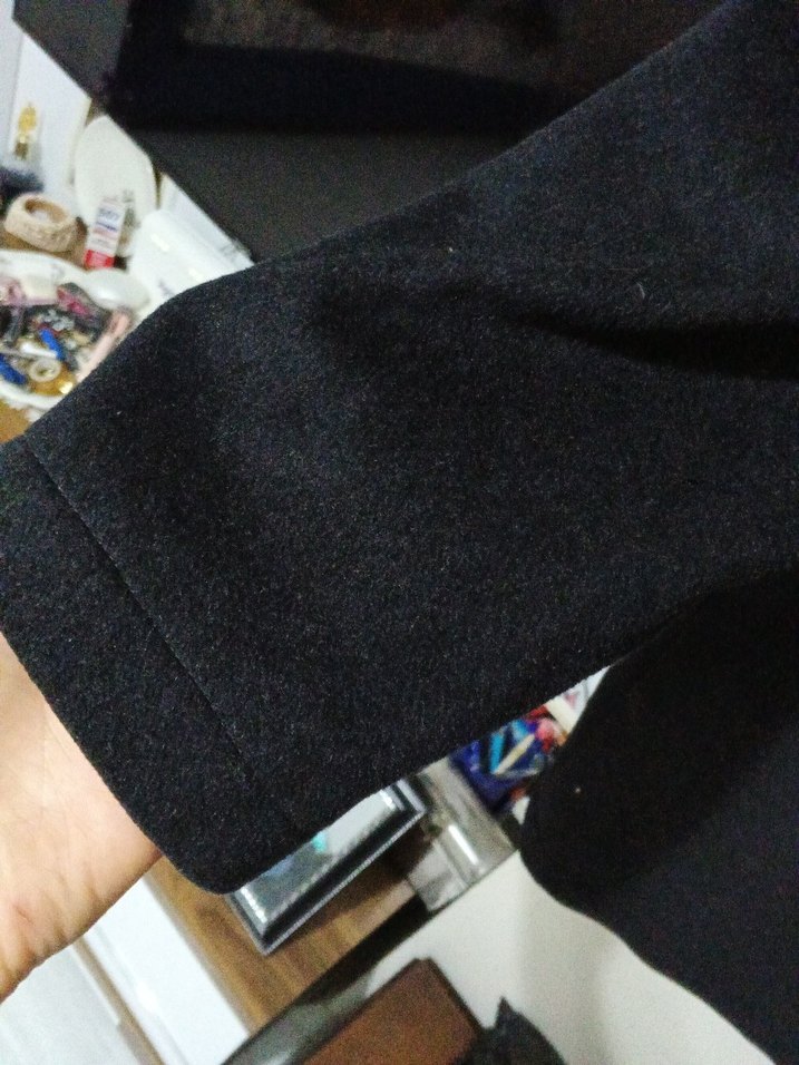 Düğmeli Siyah Erkek kaşe kaban - Görsel 3