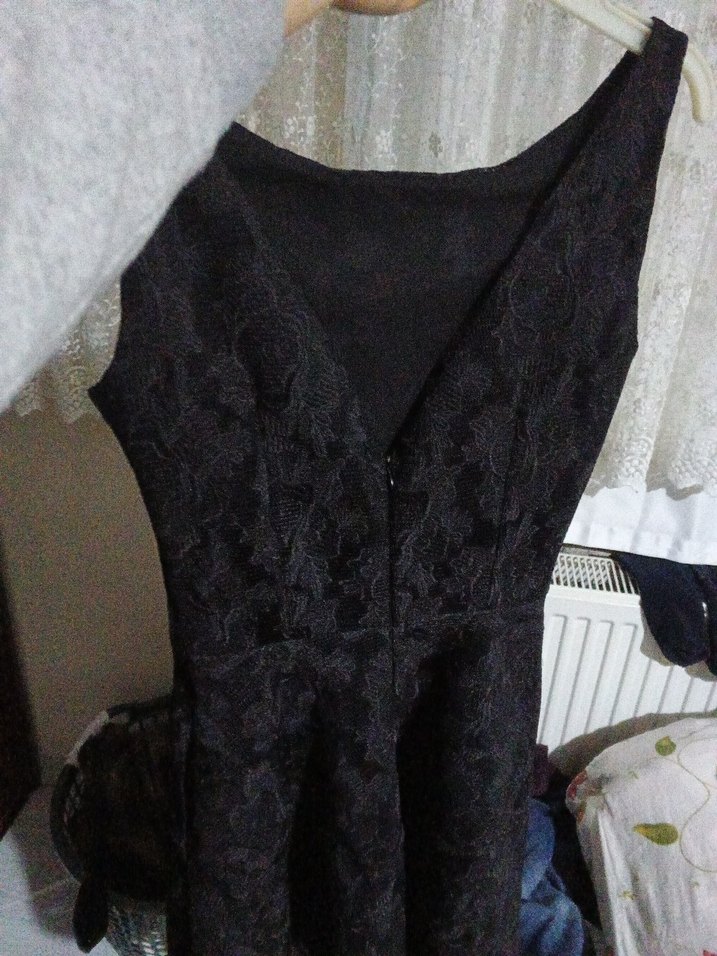 Siyah Dantelli Midi Gotik Elbise - Görsel 4