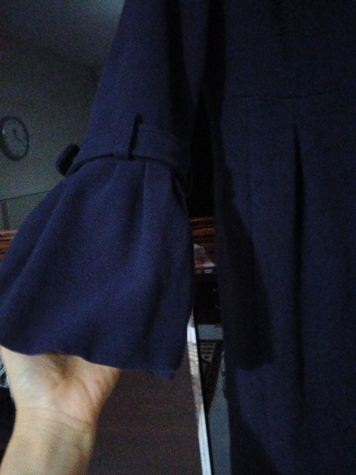 Fırfırlı Kol ve Yaka Detaylı Lacivert Kaban - Görsel 3