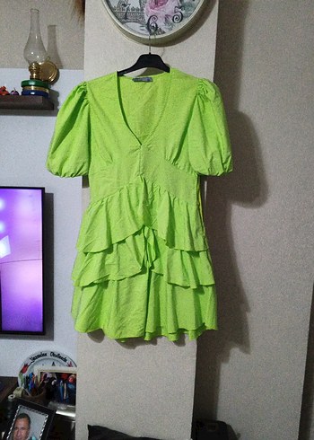 Pembe V Yaka Midi Elbise - Görsel 7