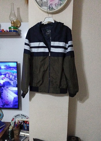 Haki ve Lacivert Renkli Fermuarlı Streetwear mont - Görsel 5