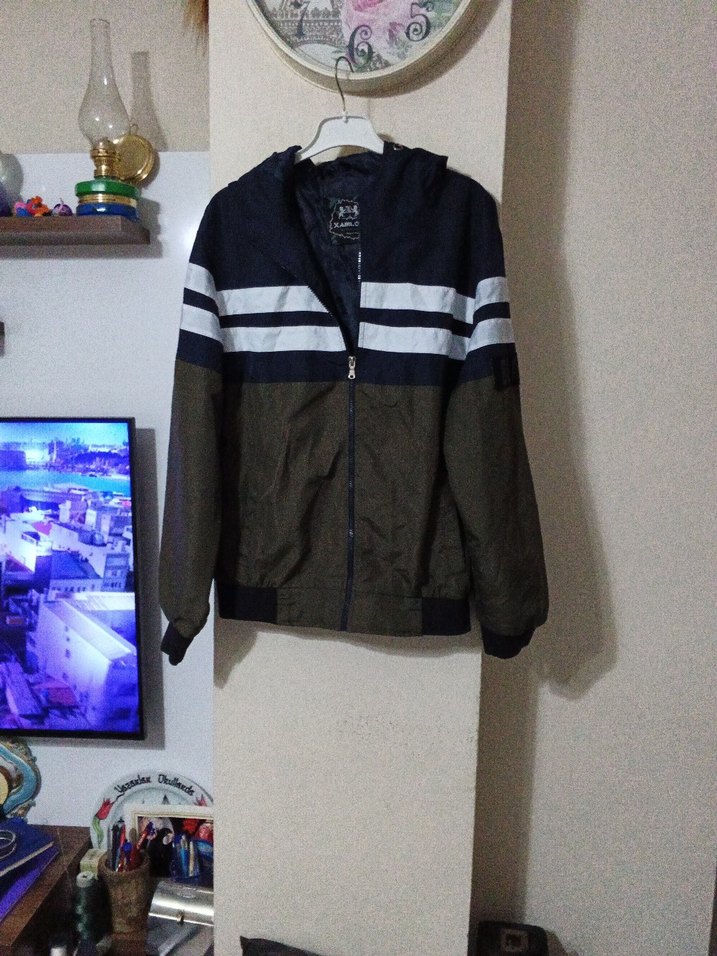 Haki ve Lacivert Renkli Fermuarlı Streetwear mont - Görsel 5