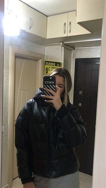 Zara suni deri şişme mont