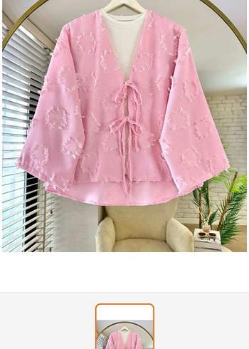 Pembe Püsküllü Bohem Kadın Kimono
