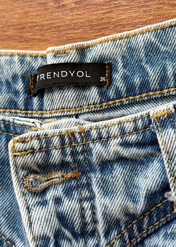 s Beden Mavi Bol Kesim Midi Boy Denim Kadın Jean