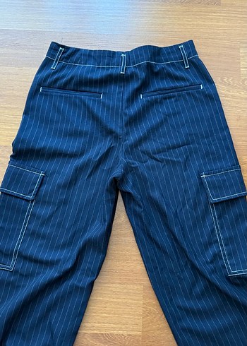 Bershka Çizgili Lacivert Kadın kumaş Pantolon