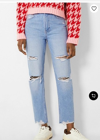 Bershka Yirtik Detayli Bershka Kadin Mom Jean