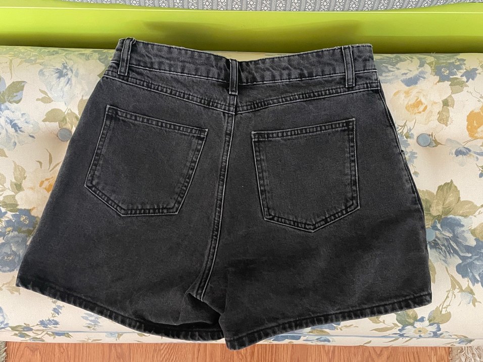 Siyah Bol Kesim Mini Kot Şort - Görsel 2