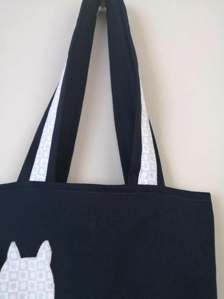 Lacivert Baskılı Kot Kumaş Kadın Çanta - Görsel 3