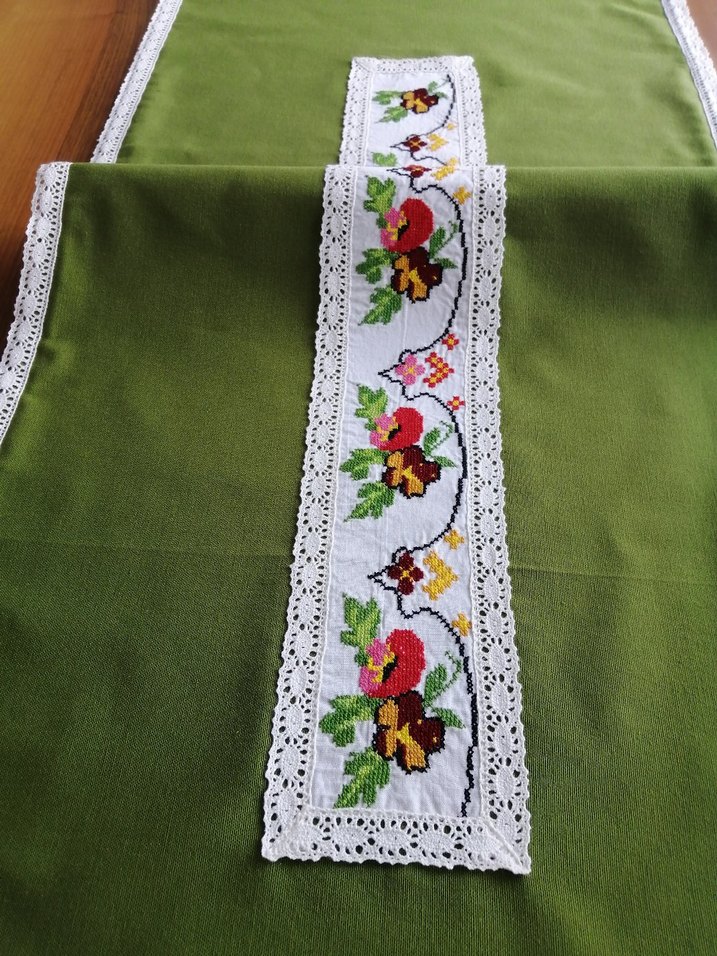 Kanaviçe detaylı runner masa örtüsü - Görsel 4