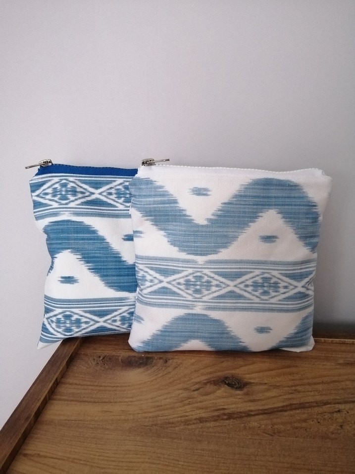 Mavi Bağlama Desenli Kadın Makyaj Çantası - Görsel 2