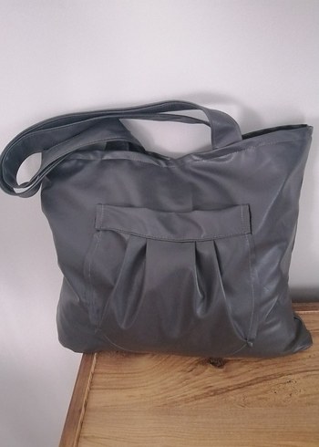 Gri Tasarım Kadın Deri Omuz Çantası - Görsel 3