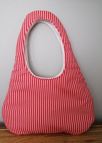 Kırmızı Çizgili Kadın Günlük Çanta - Görsel 4