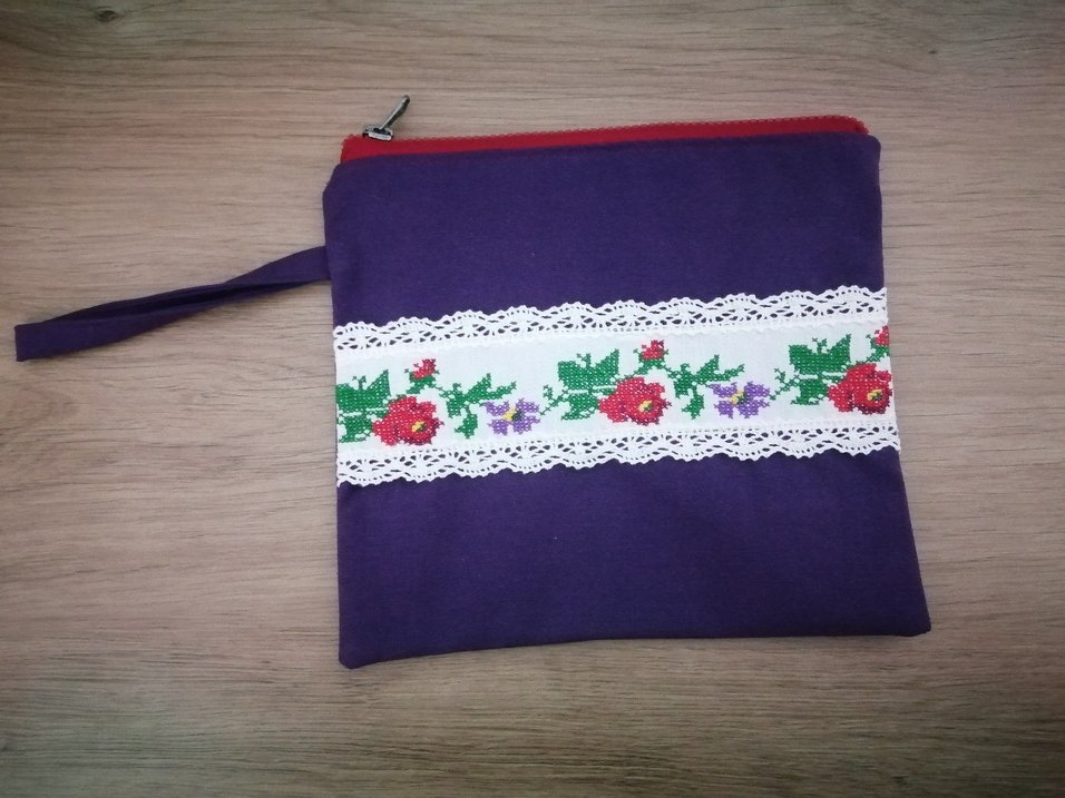 Nakışlı Dantel Detaylı Mor Kadın El Çantası - Görsel 4