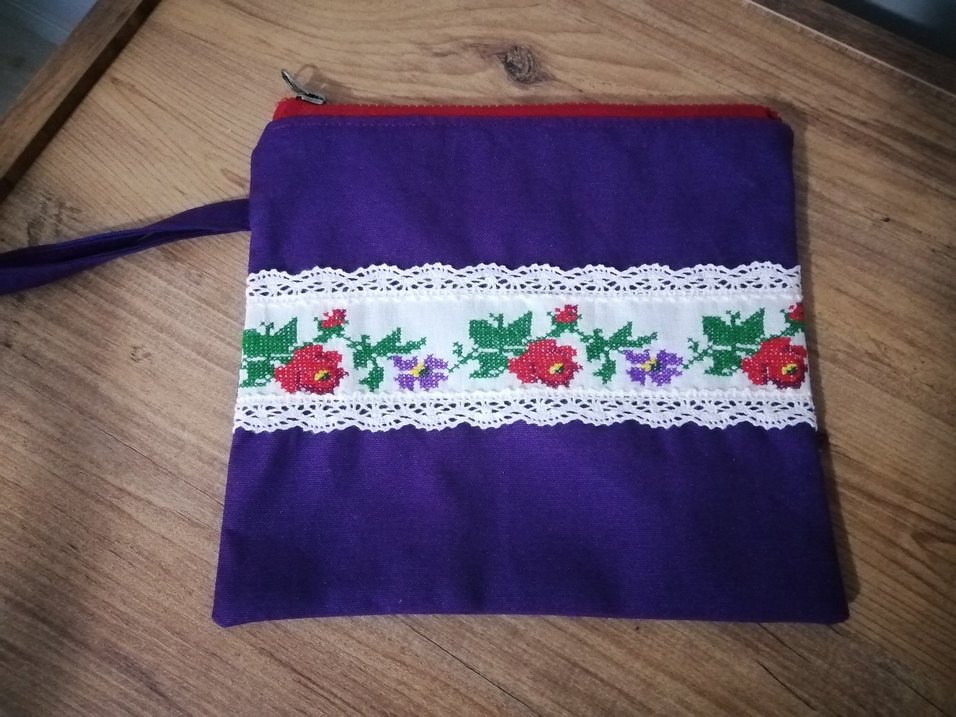 Nakışlı Dantel Detaylı Mor Kadın El Çantası - Görsel 3