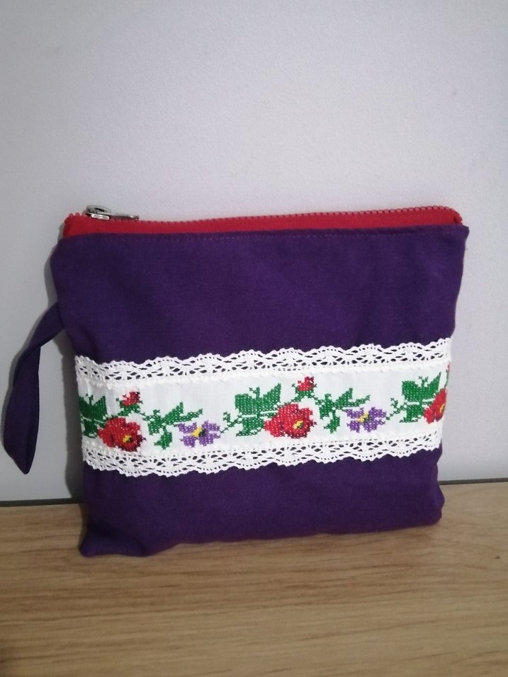 Nakışlı Dantel Detaylı Mor Kadın El Çantası - Görsel 2