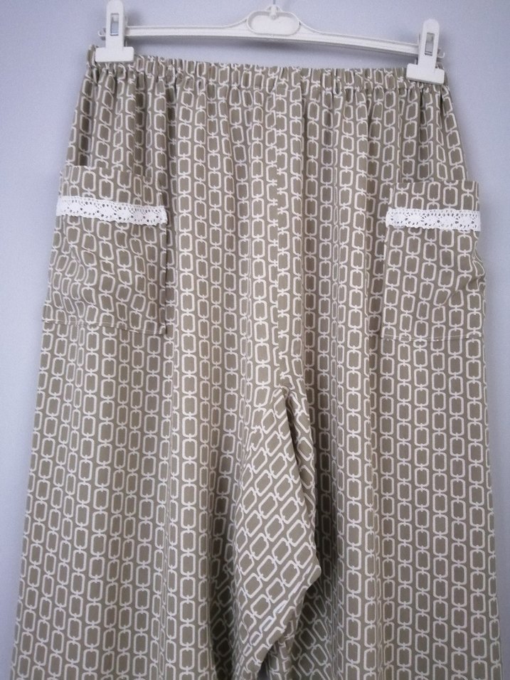 Çağla yeşili cepte dantel detaylı BURSA Şalvarı  - Görsel 2