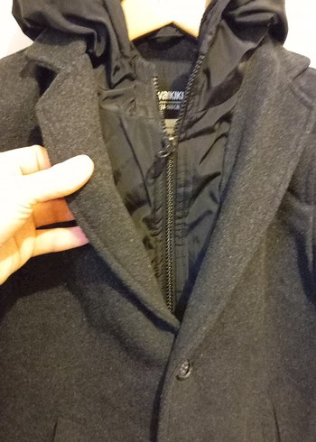 Gri Düğmeli Erkek Yün Kaban - Görsel 3