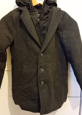 Gri Düğmeli Erkek Yün Kaban - Görsel 2