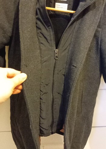 Gri Düğmeli Erkek Yün Kaban - Görsel 6