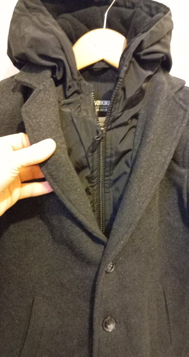 Gri Düğmeli Erkek Yün Kaban - Görsel 3