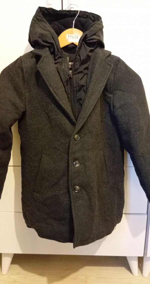 Gri Düğmeli Erkek Yün Kaban - Görsel 2