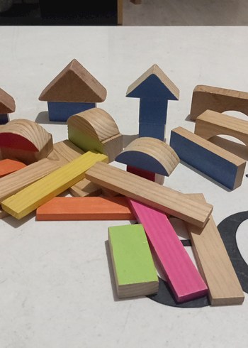 Ahşap Sanat Renkli Ahşap Oyuncak Blok Seti