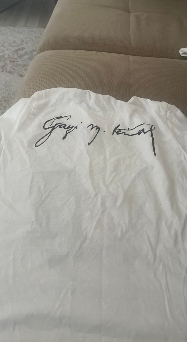 Beyaz Atatürk Baskılı Tişört - Görsel 3