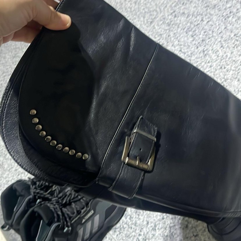 Kadın Siyah Deri Tokalı Dizüstü Çizmeler - Görsel 5