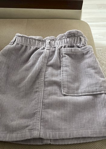 Kız Çocuk Gri Pliseli Keten Etek - Görsel 4