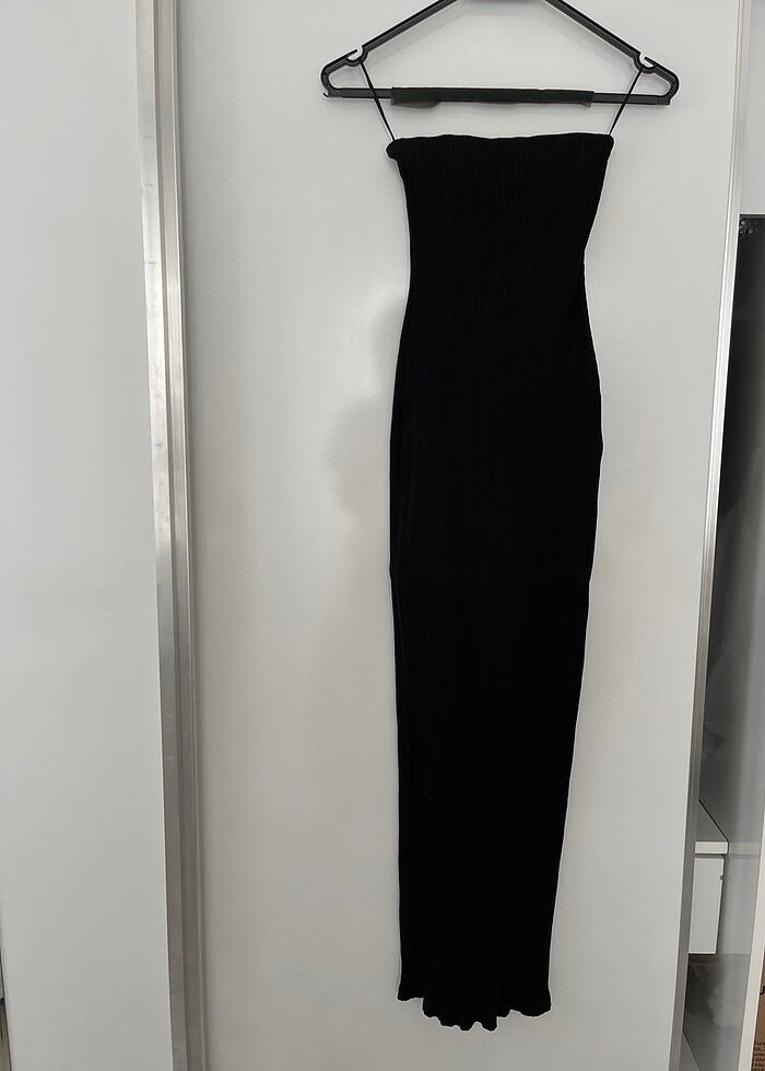 Fitilli uzun siyah elbise - Görsel 2