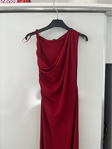 Drapeli uzun elbise - Görsel 3