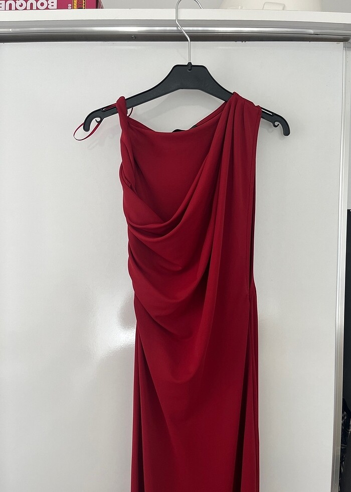 Drapeli uzun elbise - Görsel 3