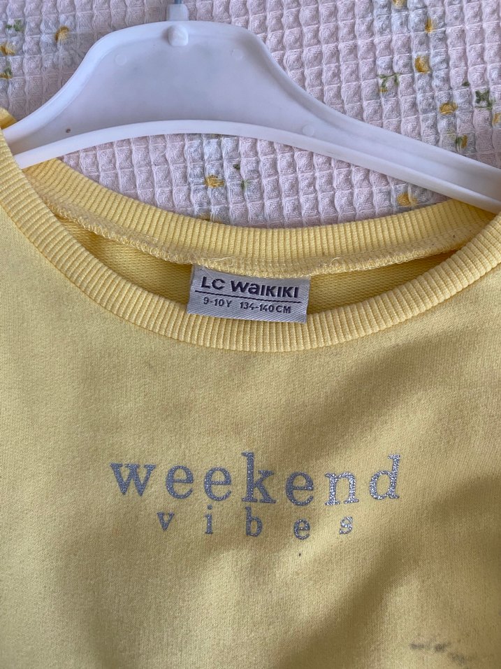 Sarı Kız Sweatshirt, Uzun Kollu, Fırfırlı - Görsel 2