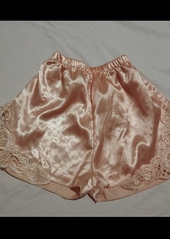 Vintage Love Parlak Somon Rengi Mini Saten Şort #saten #lolita