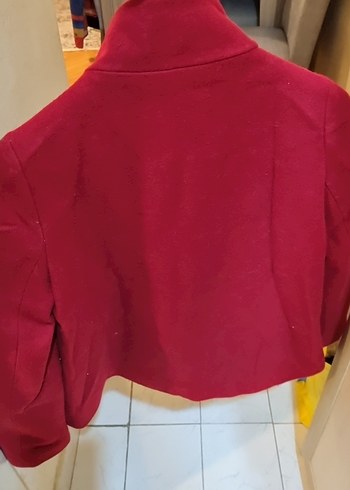 mango Fermuarlı Cepli Kırmızı Kaban - Görsel 4