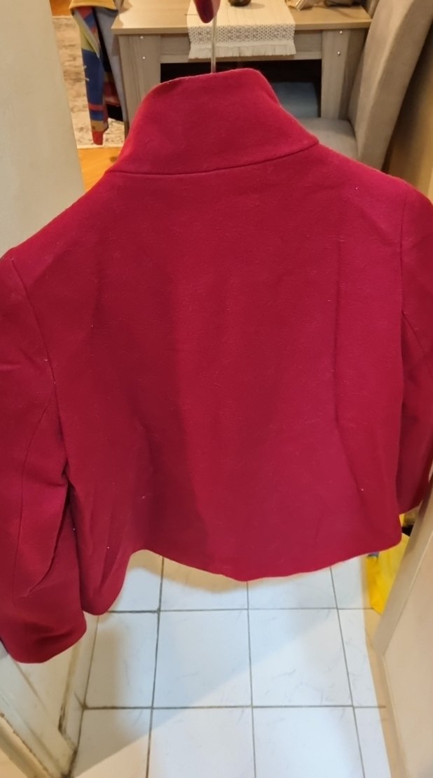 mango Fermuarlı Cepli Kırmızı Kaban - Görsel 4