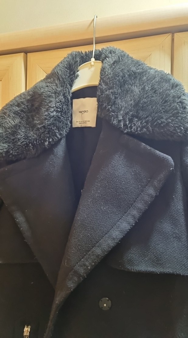 mango Siyah Kürklü Midi Kaban - Görsel 2