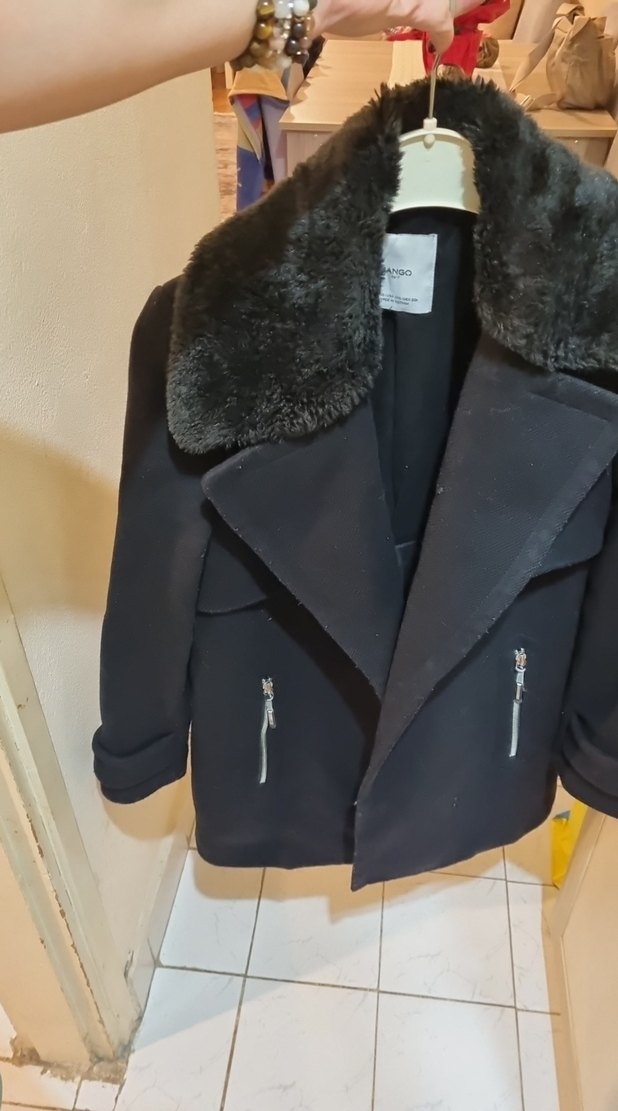 mango Siyah Kürklü Midi Kaban - Görsel 3