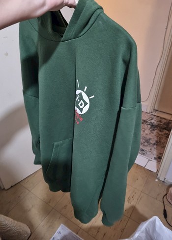 Kadın Haki Kapüşonlu Sweatshirt - Görsel 2