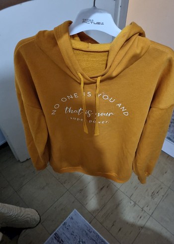 Sarı Kapüşonlu Oversize Sweatshirt - Görsel 2