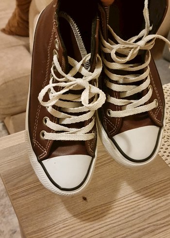 Deri bordo Bağcıklı Kadın Spor Ayakkabı - Görsel 3