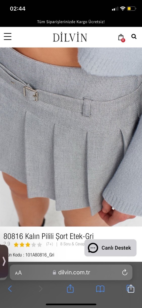 Gri Kalın Pilili Mini Etek - Görsel 5