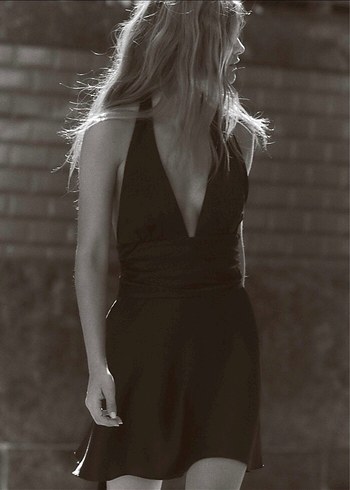 Siyah Saten Mini Elbise - Görsel 3