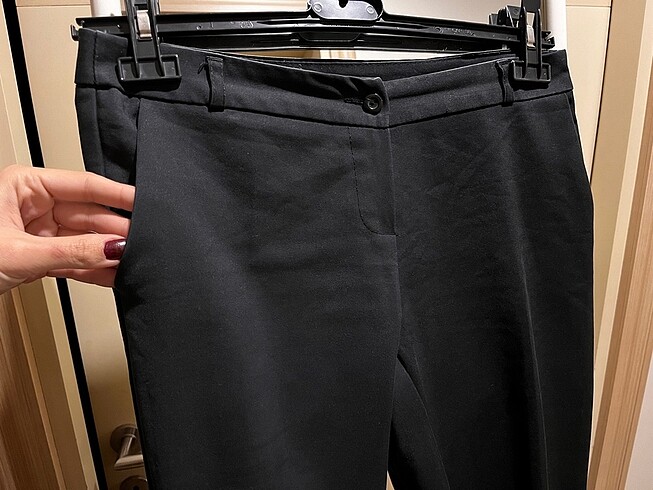 Pamuklu, siyah, 38 m medium beden, cepli kumaş pantolon - Görsel 6
