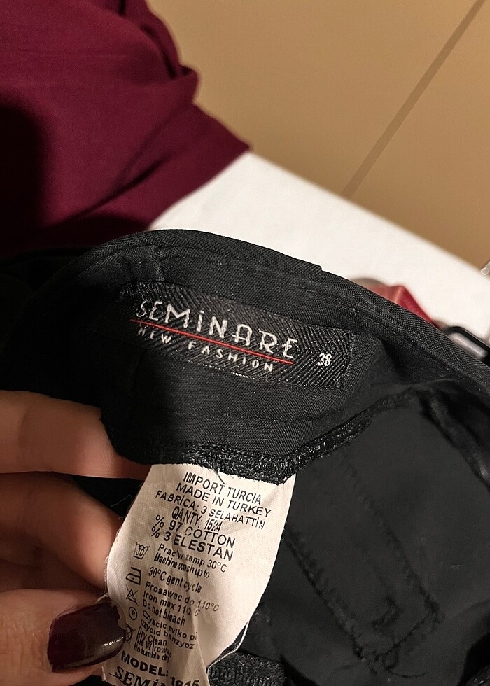 Pamuklu, siyah, 38 m medium beden, cepli kumaş pantolon - Görsel 4