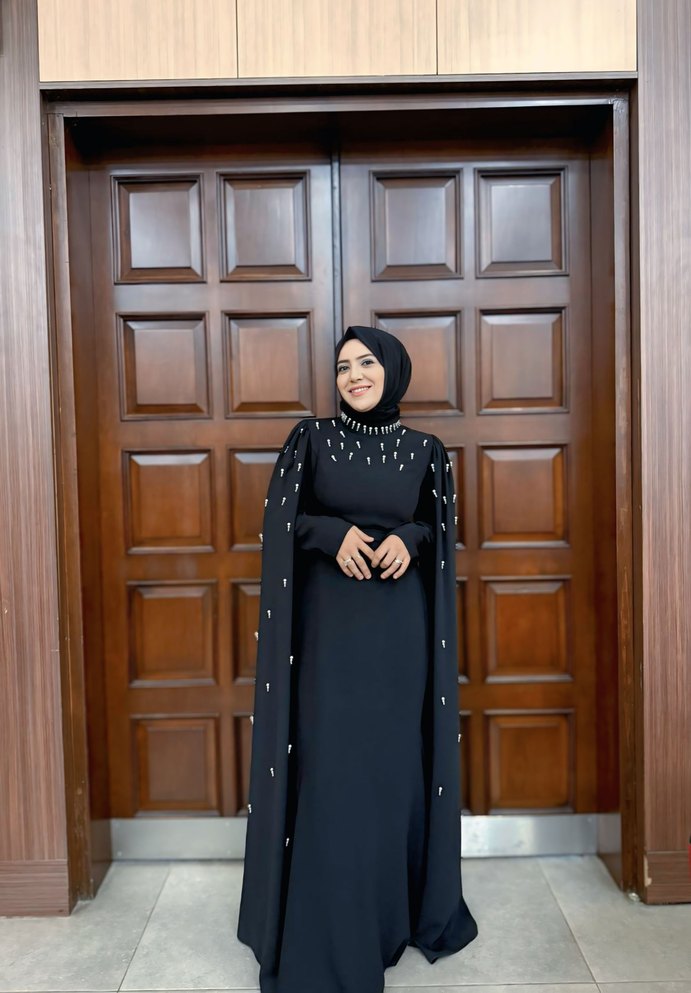 Siyah Uzun Tesettür Abiye Elbise - Görsel 3